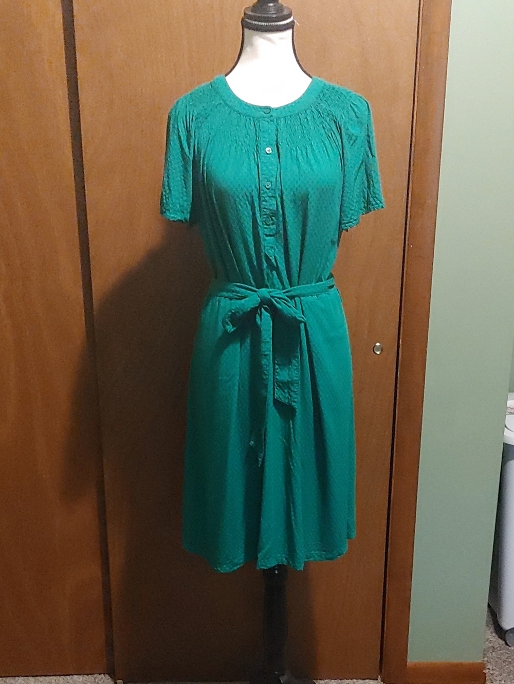 croft & barrow Teal Green Short-Sleeve Tie-Waist Dress